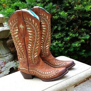 Corral Women's Inlay Western Boot Snip Toe Boot GUC C3782 Size 9